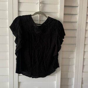 Xhilaration Black Flutter Sleeve Top